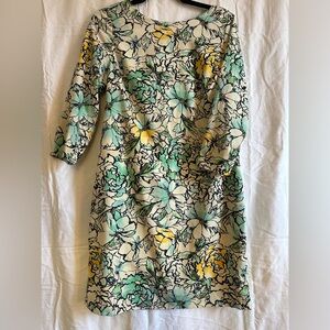 The Limited Floral Sheath Dress Round Neck 3/4 Sleeve Knee Length Size S